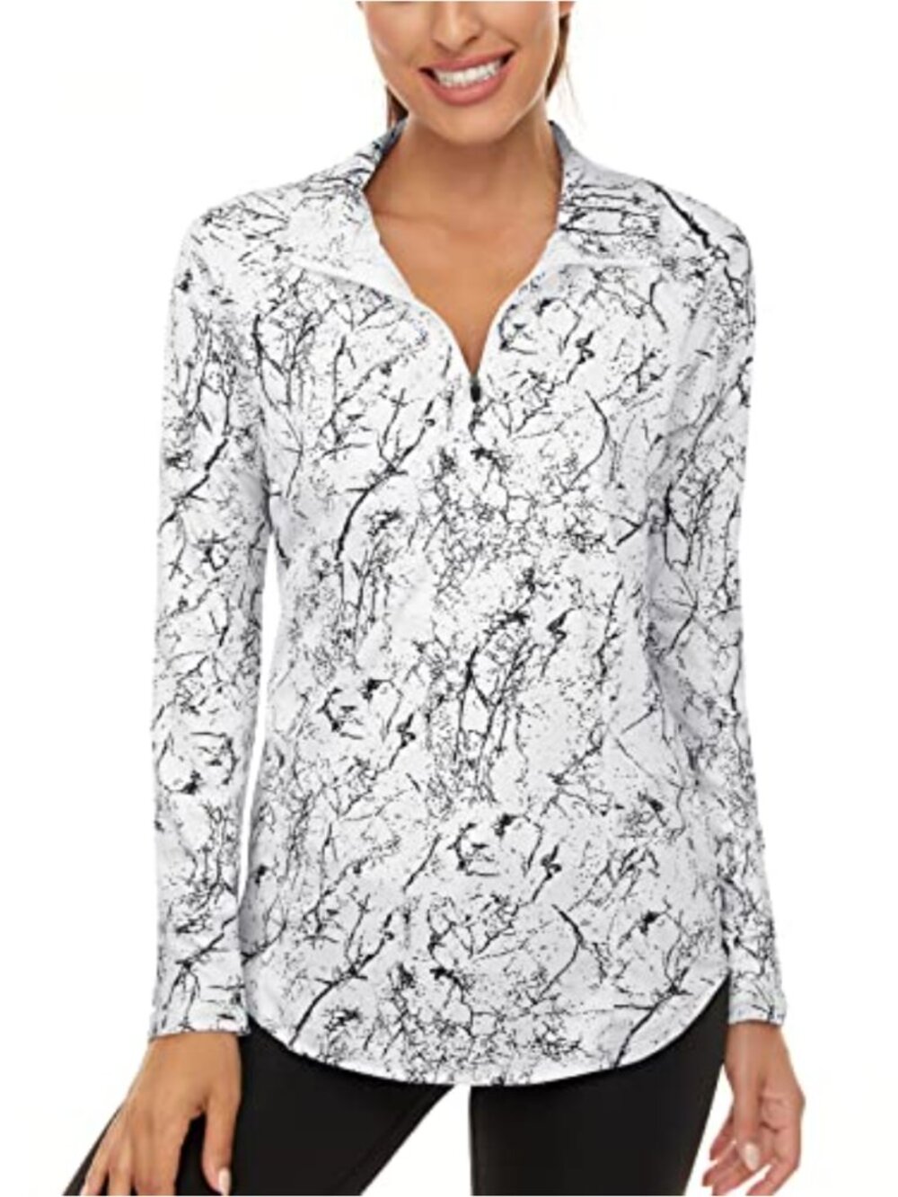 UPF 50+ Long Sleeve Quarter Zip Pullover Athletic Workout Top